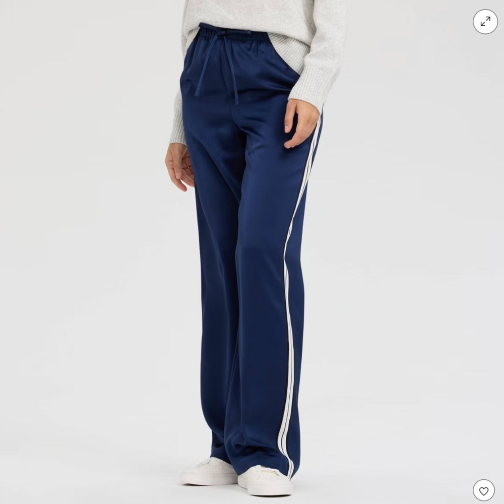 NWT Women's High-Rise Wide Leg Satin Track Pull-On Pants - A New Day